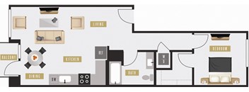 a floor plan of a living room with a lot of furniture
