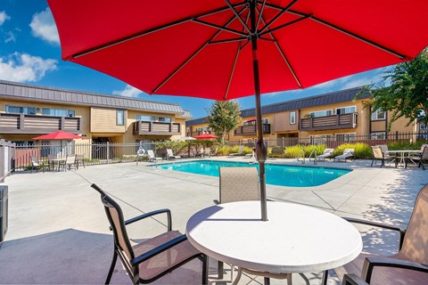 resident pool with patio seating