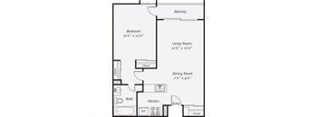 A1 floor plan 1 bedroom 1 bath 750 square feet