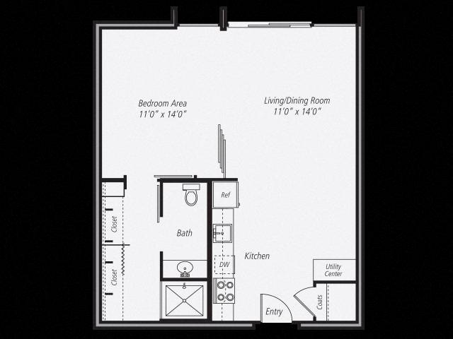 A2 (Premium) 1 bed 1 bath - 730 sqft