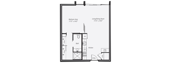 1 Bedroom 1 bathroom floorplan at Vera Cortez Hill, San Diego, 92101