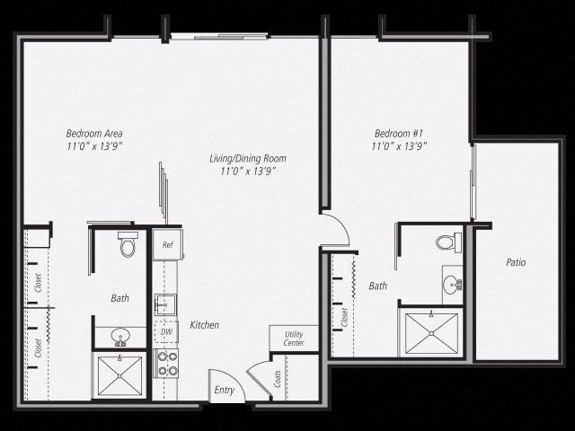 B2 (Premium) 2 bed 2 bath - 1059 sqft