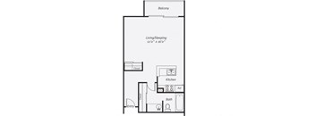 studio floor plan one bath  570 square feet