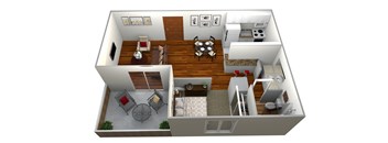 our apartments showcase a spacious living room and dining room