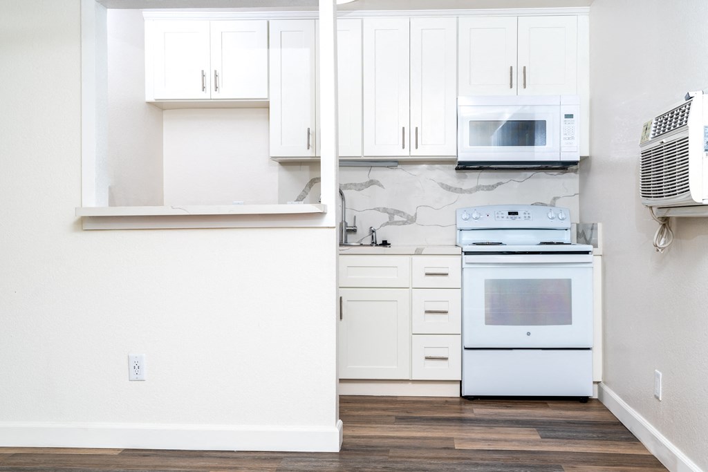 Kitchen with white appliances