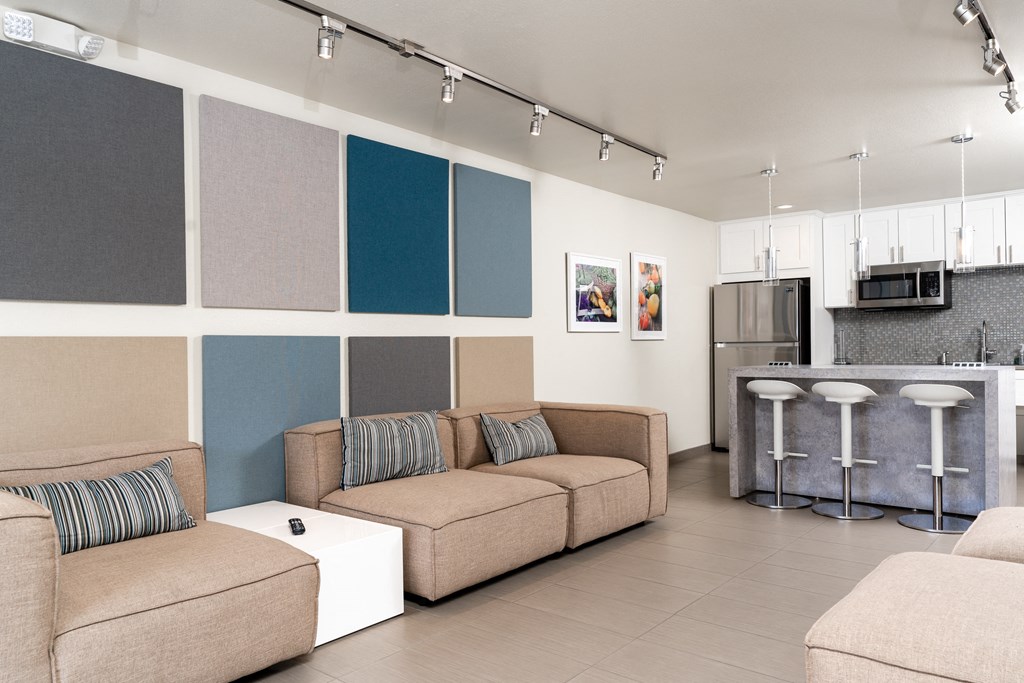 Clubroom with bar and lounge area