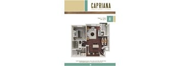 A Capriana at Chino Hills floor plan shows a one bedroom apartment with a bathroom.