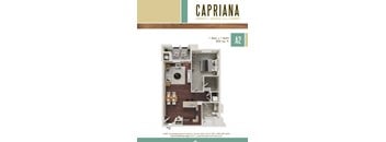 A Capriana at Chino Hills floor plan for a 1 Bedroom, 1 Bathroom apartment sized at 839 square feet.
