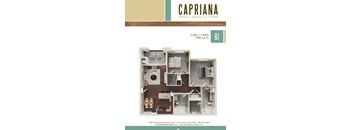 A floor plan of a 2 Bedroom, 2 Bathroom apartment at Capriana at Chino Hills.