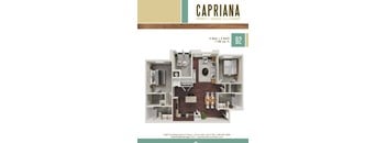 A Capriana at Chino Hills apartment floor plan showing two bedrooms and two bathrooms.