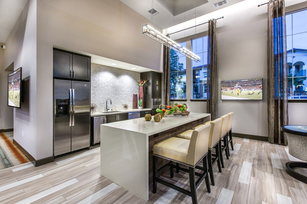 resident kitchen with hd tvs
