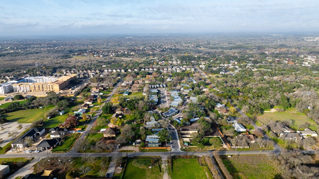 an aerial view of a city from a drone