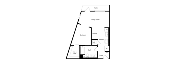 A7 - 1 bed 1 bath - 631 sqft
