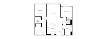 B2 - 2 bed 2 bath - 824 sqft