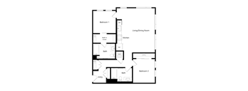 B3 - 2 bed 2 bath - 991 sqft