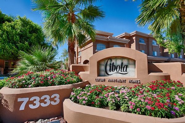 Apartments for Rent in Scottsdale - Cibola - Front Entrance Sign to Cibola Luxury Apartment Homes - Photo Gallery 1
