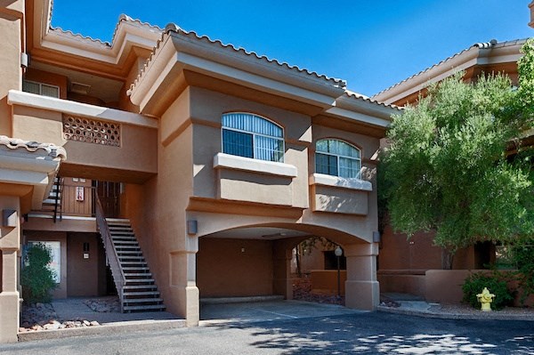 cibola exterior of apartment with open garage