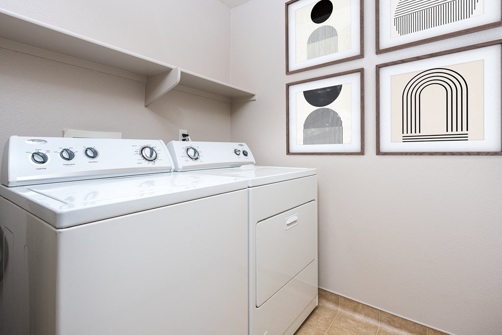 a washer and dryer in a laundry room