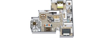 Valencia 2 Bedroom 2 Bathroom Floorplan at Toscana at Rancho Del Rey, Chula Vista, CA