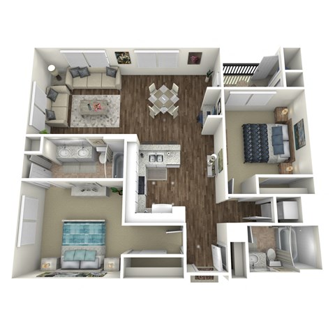 our apartments have a spacious living room with a fireplace