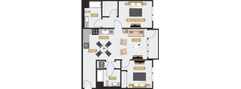 a floor plan of a house with several bedrooms and a living room