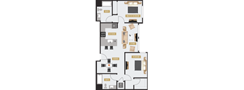 a floor plan of a house with several rooms and a living room and a kitchen