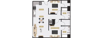 a floor plan of a living room with a kitchen and a dining room
