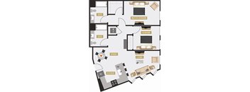 a floor plan of a house with a living room and a dining room and kitchen