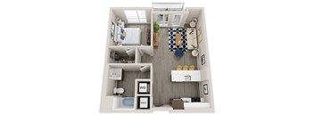 Emerald A5 1 Bed 1 Bath 667 Square Feet Floor Plan