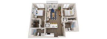 Emerald B1 2 Bed 2 Bath 881 square feet