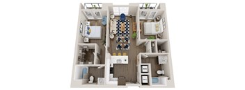 Emerald B2 2 Bed 2 Bath 992 Square Foot Floor Plan