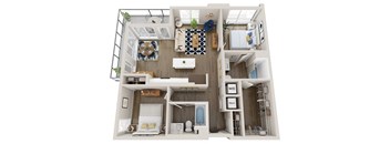 Emerald B4 2 bed 2 bath 1002 square feet floor plan