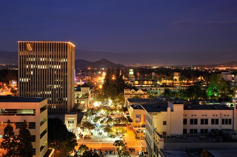 Night time view at Main+Nine, Riverside, 92501