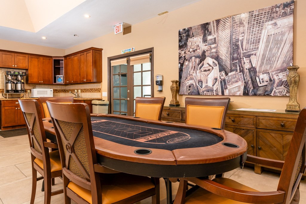 Poker Table in Community Clubhouse at 55+ FountainGlen Goldenwest, Westminster, CA
