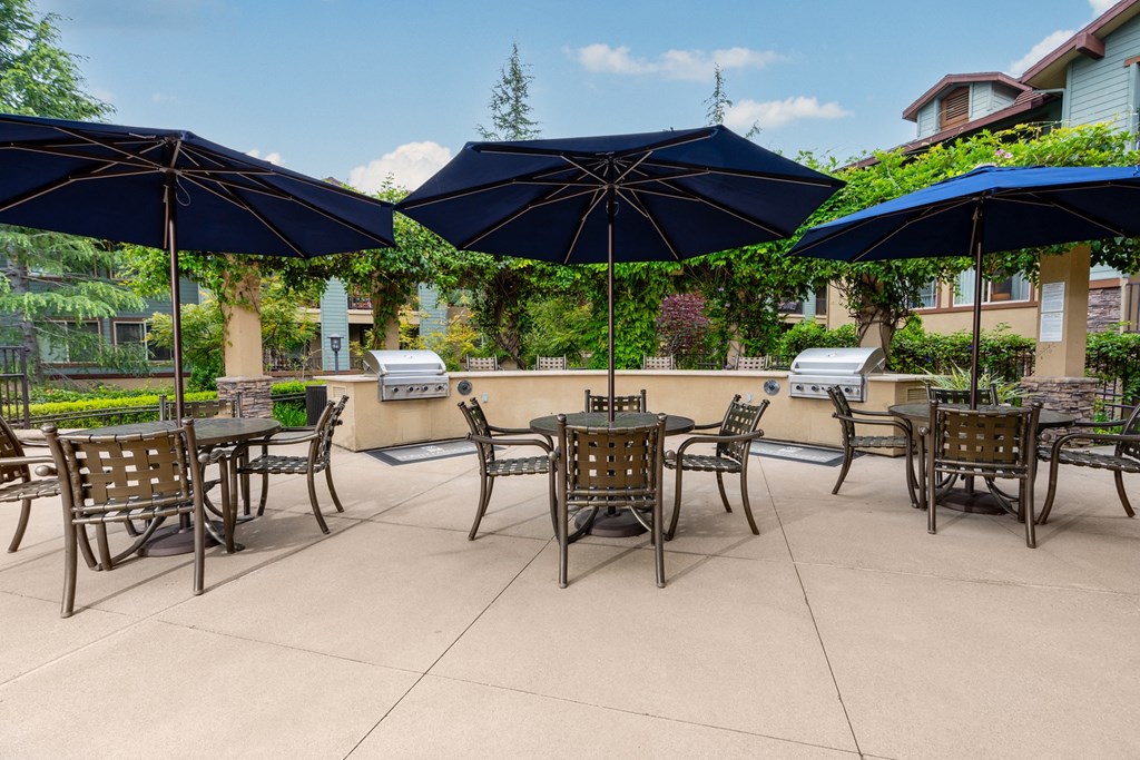 BBQ Deck Seating Area at 55+ FountainGlen Jacaranda, Fullerton, CA