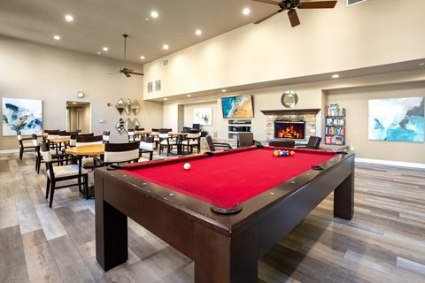 Clubhouse with billiards table at FountainGlen Pasadena