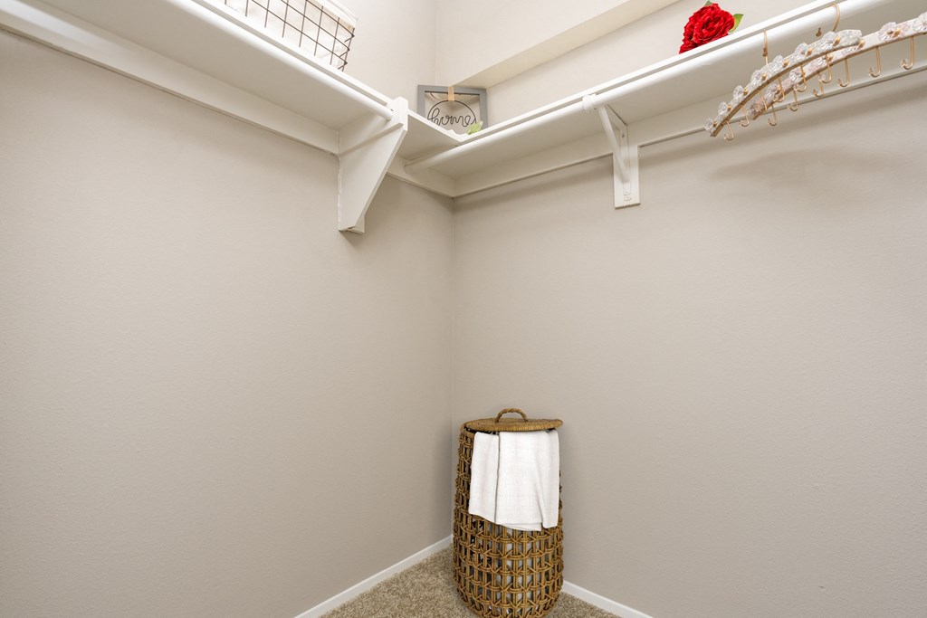 Spacious bedroom closet at 55+ FountainGlen Seacliff, Huntington Beach, CA