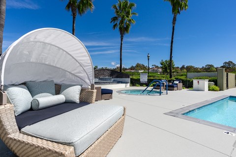 poolside daybed at 55+ FountainGlen Valencia, California, 91354