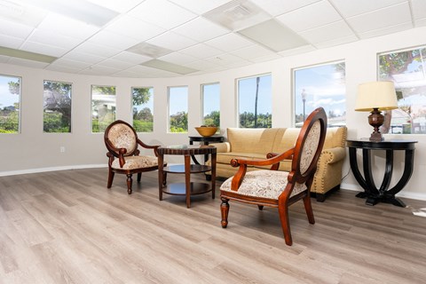 room with table sofa and chairs at 55+ FountainGlen Valencia, Valencia, CA, 91354