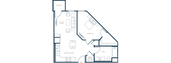 A3 - 1 bed 1 bath - 677 sqft