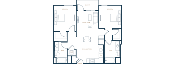 B1 - 2 bed 2 bath - 979 sqft