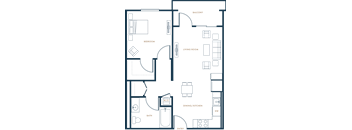 A2 - 1 bed 1 bath - 663 sqft