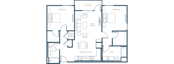 B5 - 2 bed 2 bath - 1108 sqft