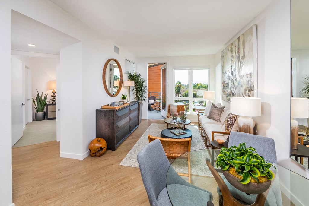 a living room with a couch and a table