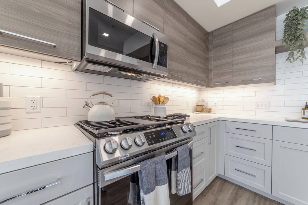 Kitchen with stainless steel appliances