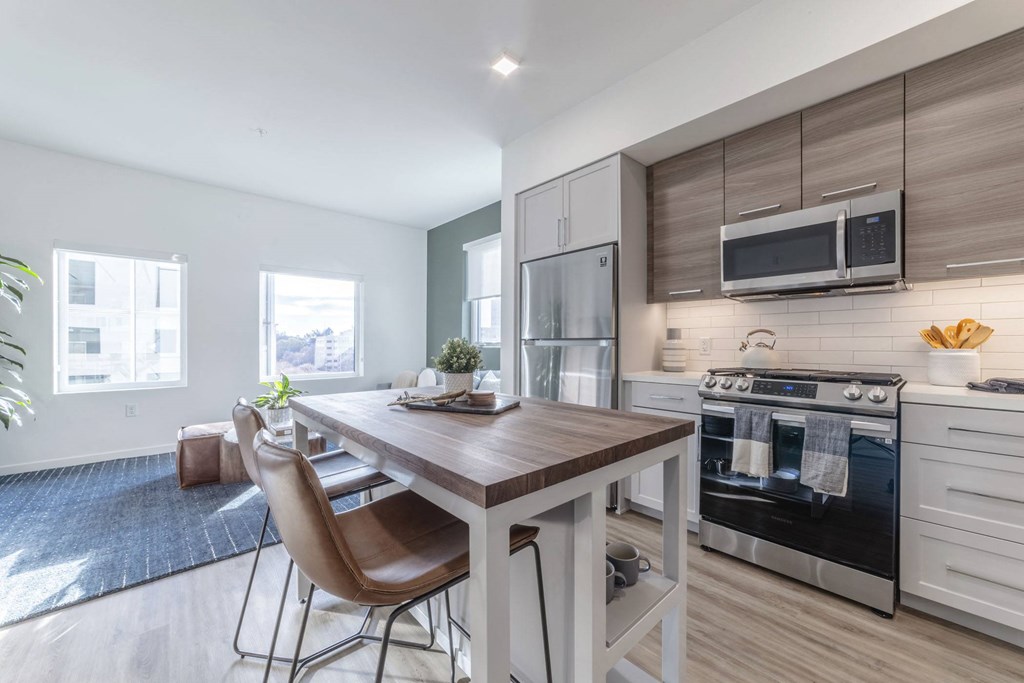 Kitchen with stainless steel appliances