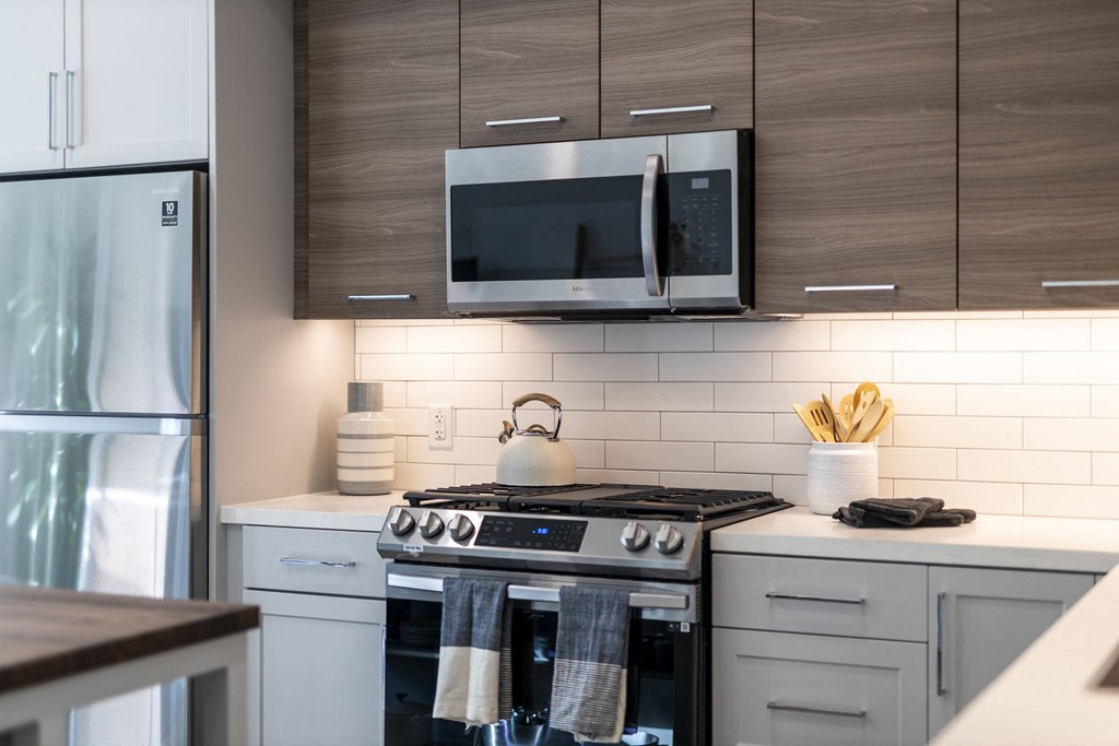 Kitchen with stainless steel appliances
