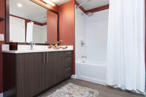 the residence on lamar apartment bathroom with shower and sink