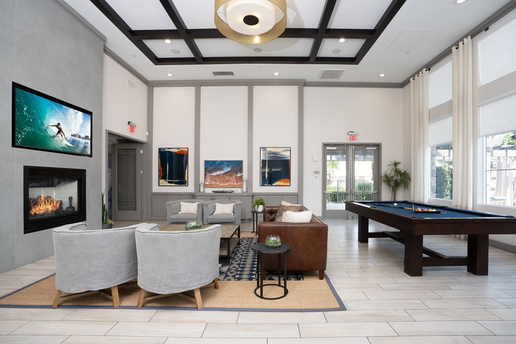 Modern living room at The Grove Apartments, Ontario, CA, 91761