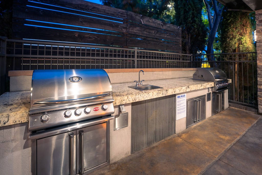 Stainless steel grill at The Grove Apartments, Ontario, CA, 91761